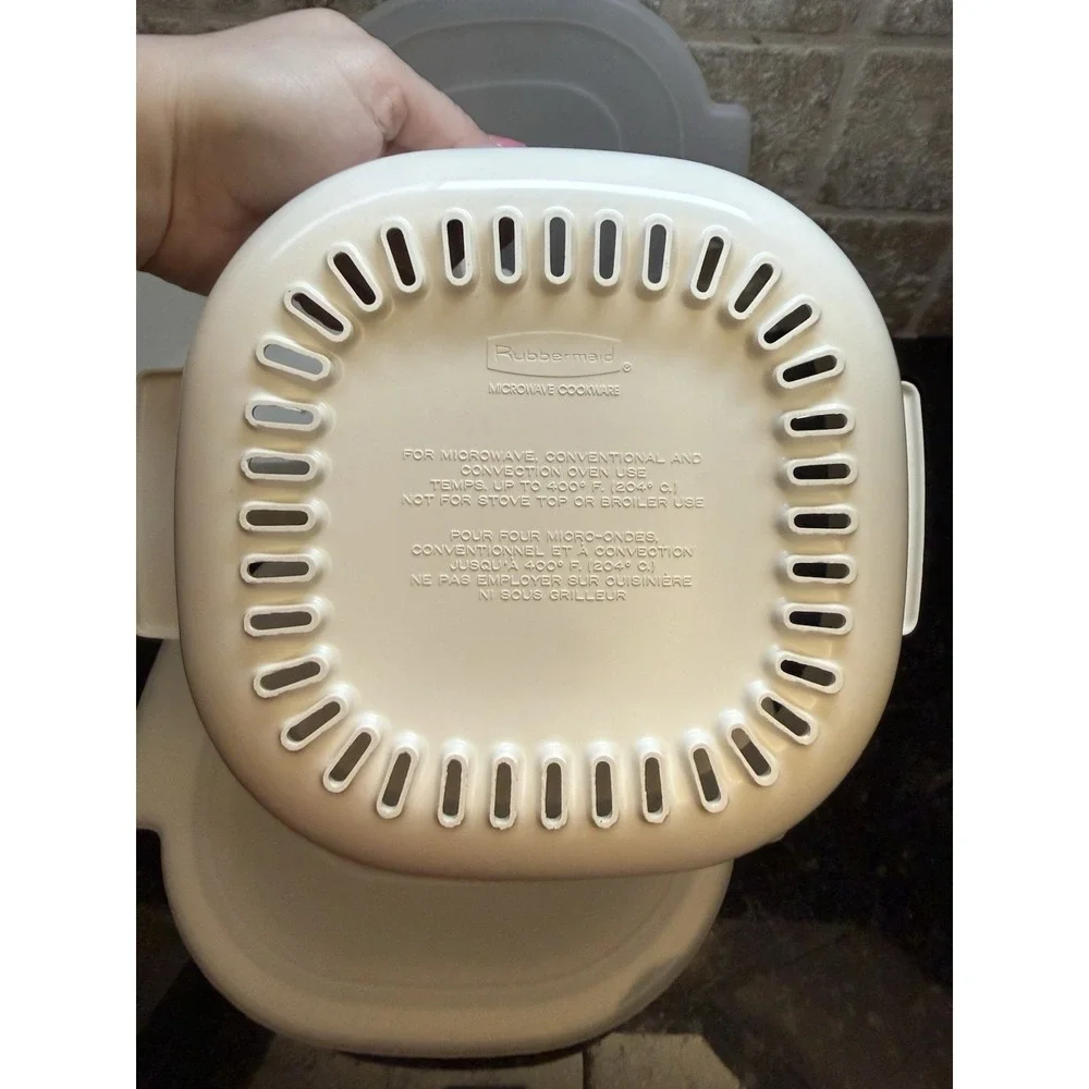 Vtg RUBBERMAID Microwave Cookware‎ 5 piece SET With Lids Beige Almond Steamer